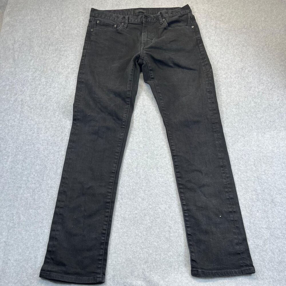 Uniqlo Jeans Mens 34x34 Black Denim Slim Fit Stretch Straight Leg
